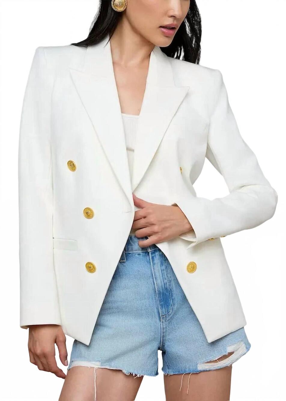 NEW L'AGENCE kyomi double breasted blazer jacket in white